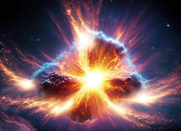 a explosion in space with stars