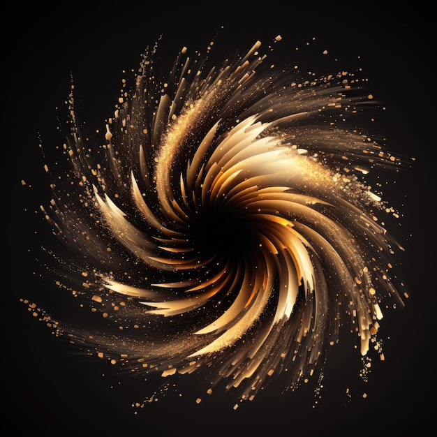 Photo explosion and swirl of gold sparkles ai generated