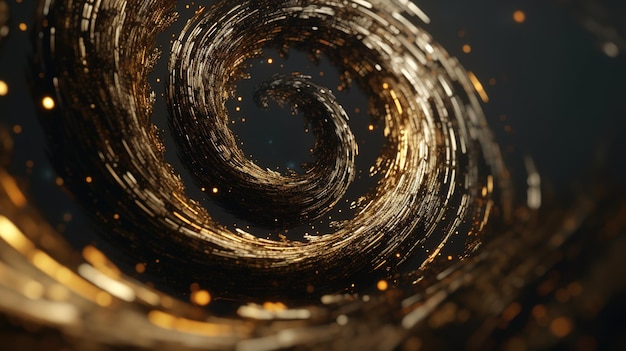 Explosion and swirl of gold sparkles background generative ai