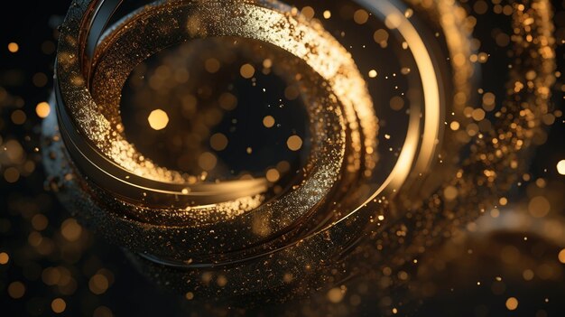 Explosion and swirl of gold sparkles background generative ai