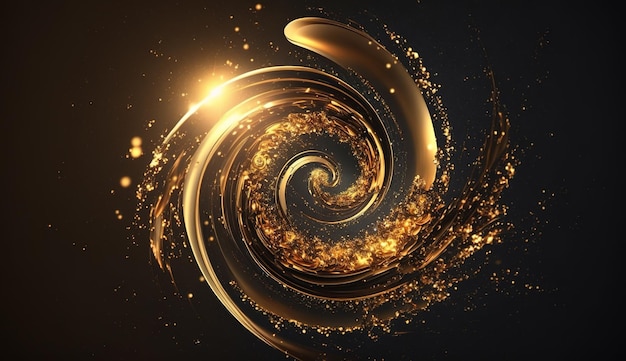 Explosion and swirl of gold sparkles background generative ai