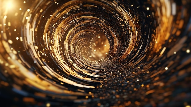 Explosion and swirl of gold sparkles background generative ai