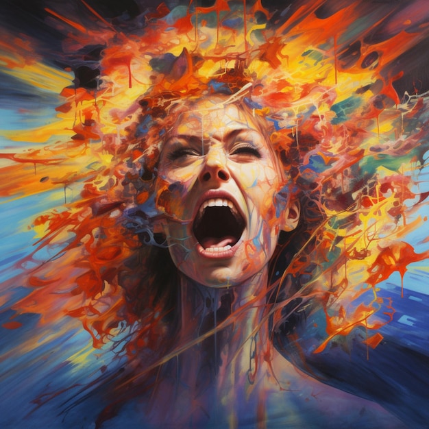 An explosion of vibrant emotions captured on canvas