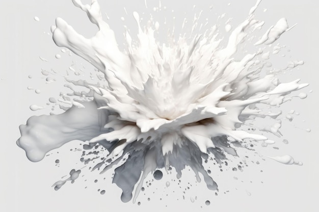 Explosion of white paint on white background Fluid Abstract background Color explosion Generative AI