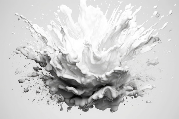 白い背景の白い塗料の爆発 流体抽象的な背景 カラー爆発 生成的なAI