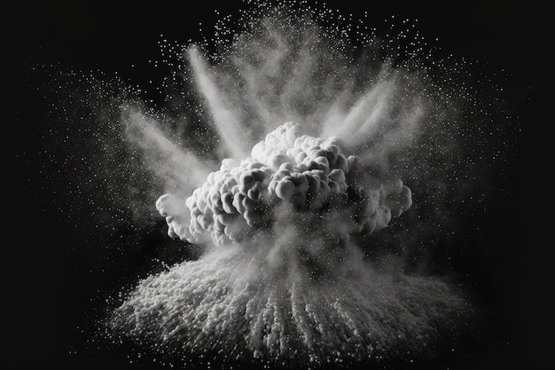 Explosion of white powder against a black background