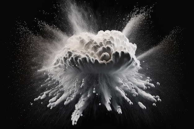 Premium Photo | Explosion of white powder on a dark background