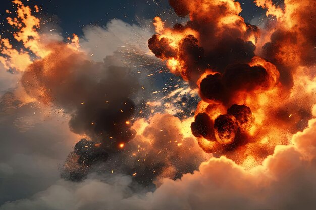 Photo an explosion with smoke and fire