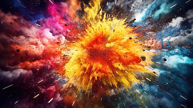 Explosions of colors on a picture many colors Generative AI