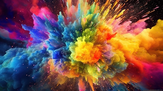 Explosions of colors on a picture many colors Generative AI