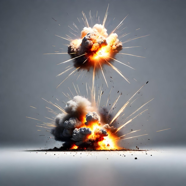 explosions isolated on grey background ai generative