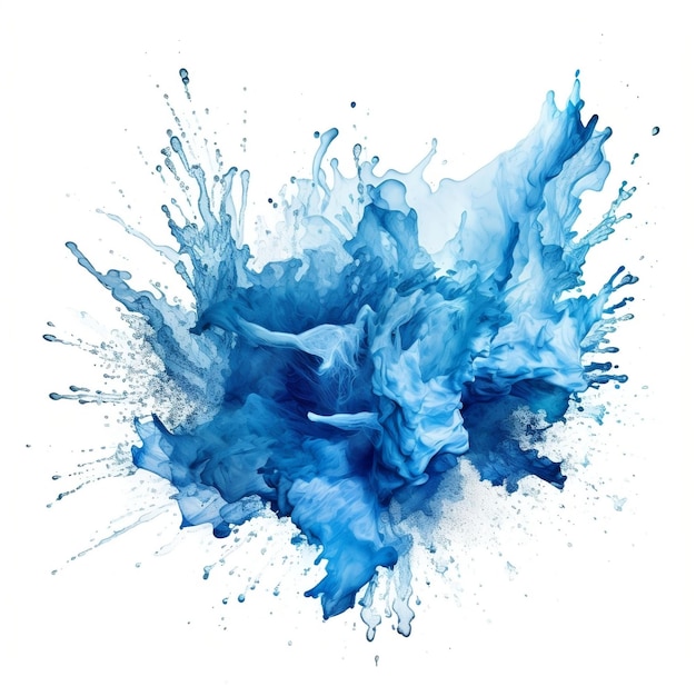 Explosive blue watercolor splash for brush stroke