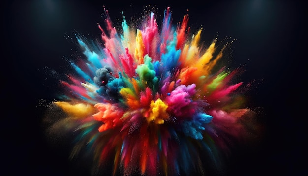 Explosive burst of colored powder