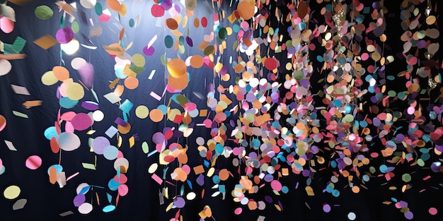Foto una celebrazione a cascata di confetti esplosivi un'allegra riunione di colori e delizi