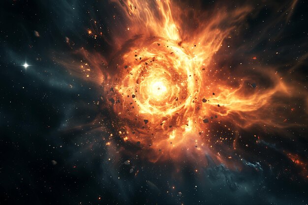 Photo explosive deaths of massive stars releasing energy