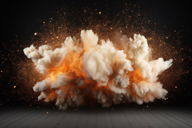 Explosive effect on blank backdrop