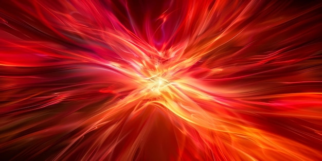 Photo explosive energy burst abstract red and orange swirls background