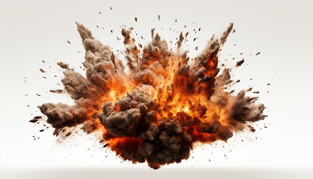 Photo explosive impact explosion isolated on white background
