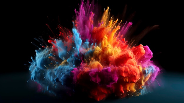 Взрывной калейдоскоп: завораживающая демонстрация разноцветного порошка, созданная с помощью технологии генеративного искусственного интеллекта.