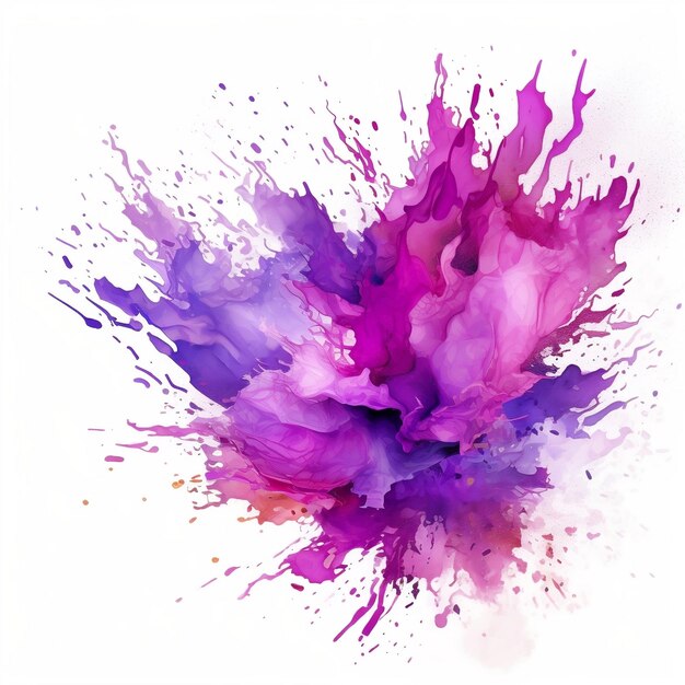 Explosive purple watercolor splash for brush stroke