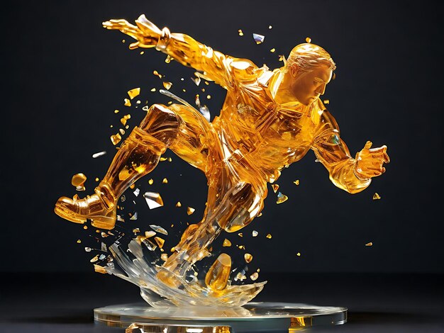 Photo the explosive shattering of a colorful topaz glass sculpture