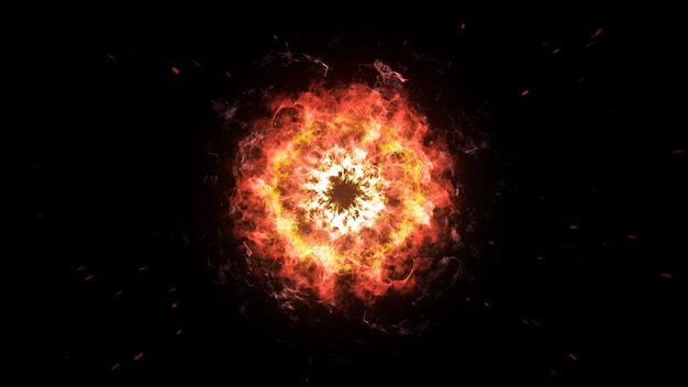 Explosive shock wave on a black isolated background 3d illustration