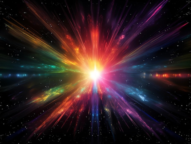 Explotion of colorful light in the space