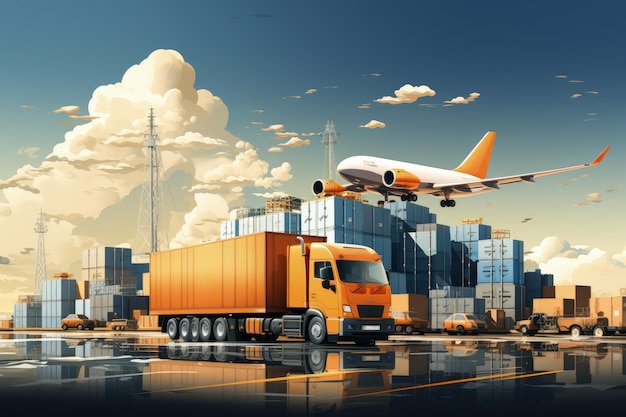 Photo export import of food transportation logistics delivery of cargo storage and transportation of goods agricultural products delivery of wheat and other foodstuffs