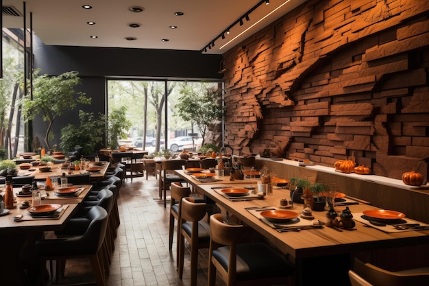 Photo expose brick decoration style in japanese restaurant inspiration ideas