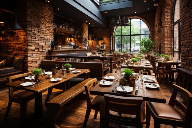 Photo expose brick decoration style in modern restaurant inspiration ideas