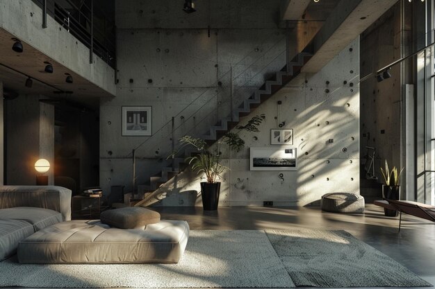 Exposed concrete walls for an industrial loft feel