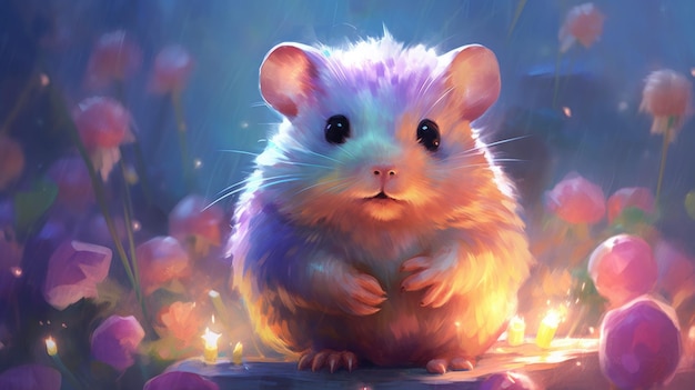 Expressief kunstwerk van een schattige hamster in het wild van de natuur