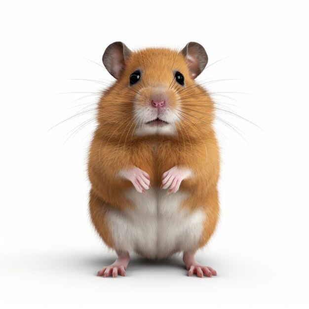 Expressieve 3D Hamster afbeelding op witte achtergrond Ultra Hd Realistische gedetailleerde weergave