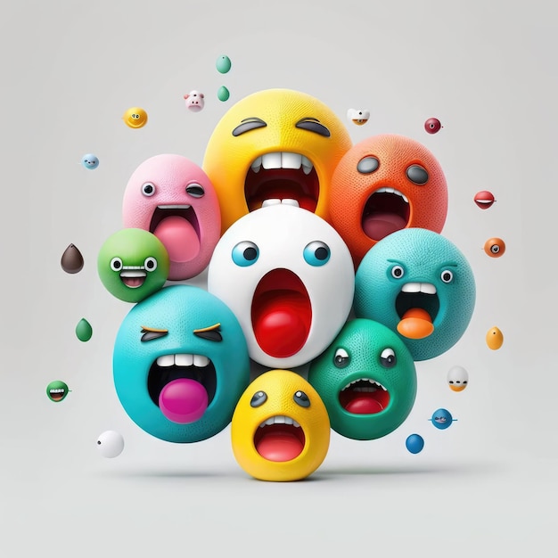 expressieve emoticon gezicht emoji gekleurd met inkt