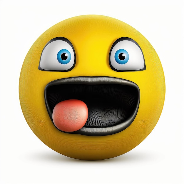 Foto expressieve emoticon gezicht open mond emoji