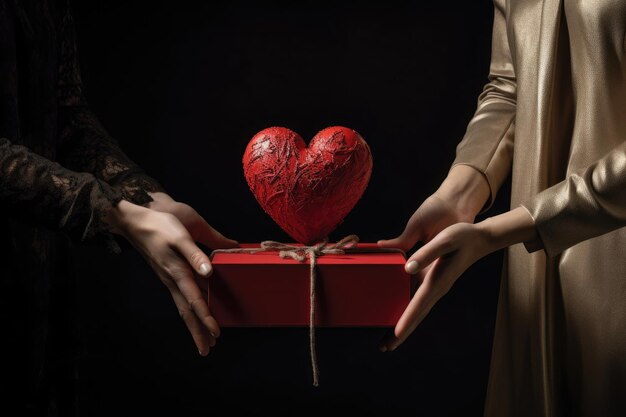 Expressieve handen die Valentijnsdagkaartjes uitpakken die een aangename verrassing en verwachting onthullen