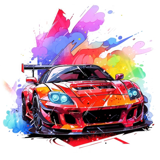 Expressieve sportwagenschilderij voor desktop