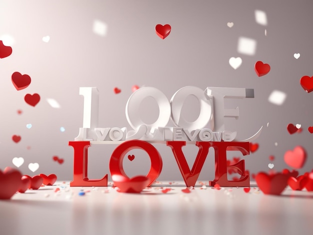 Expressing love love banner with text on red wall background 0