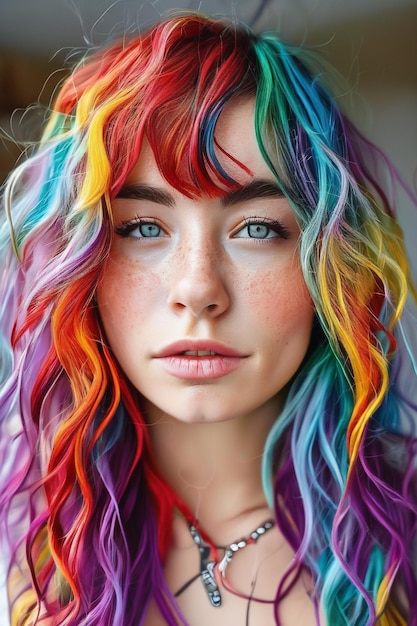 Выражение цвета в многоцветных волосах