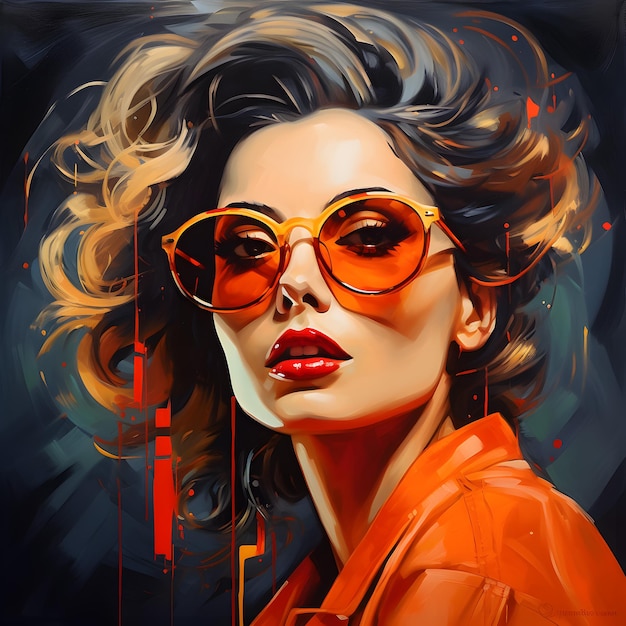 Expressionism art of woman wearing glasses