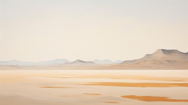 Expressionism Minimalist Desert Painting With Vast Cliff Expanse