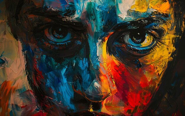 Expressionisminspired portrait with vivid colors and emotional intensity