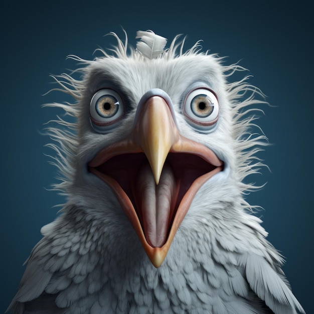 Photo expressive 3d eagle headface with playful character design