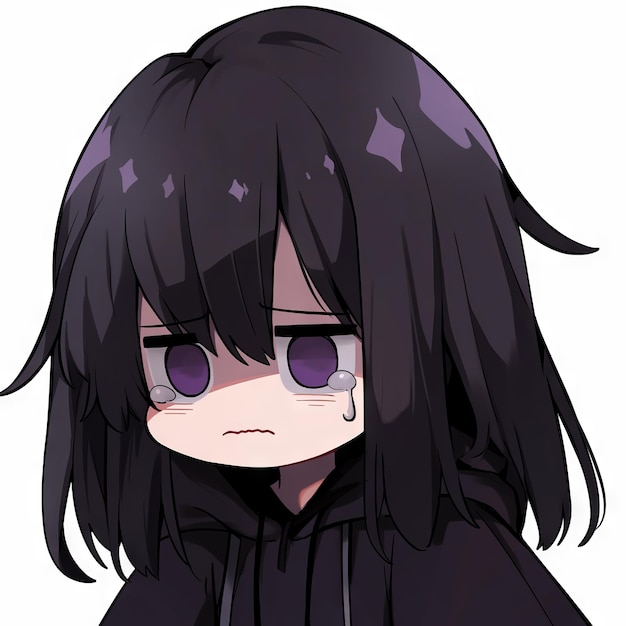 Premium AI Image  Expressive anime chibi illustration of a sad