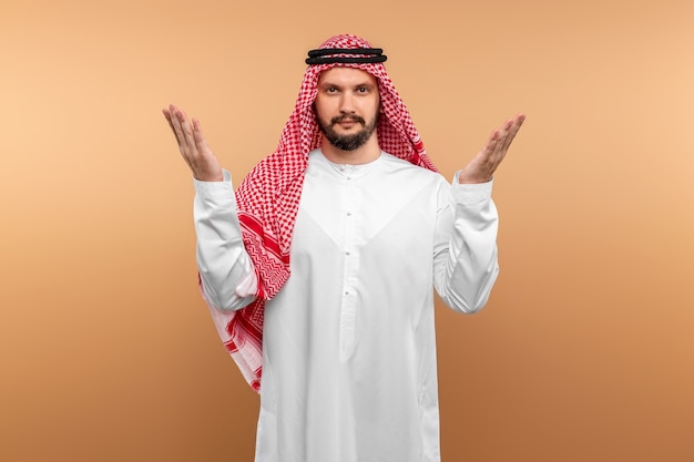 Expressive Arab guy posing