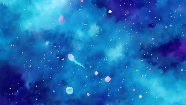 Photo expressive artistry crafting a creative watercolor blue galaxy background