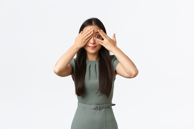 Expressive Asian young girl posing