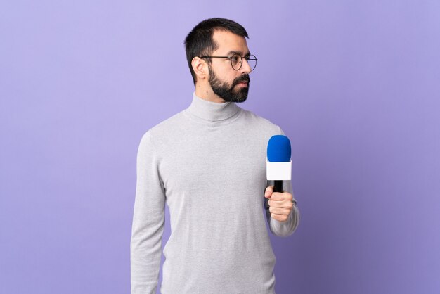 Expressive bearded man posing