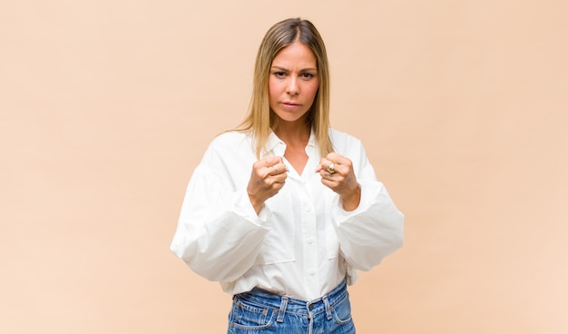 expressive beautiful young woman