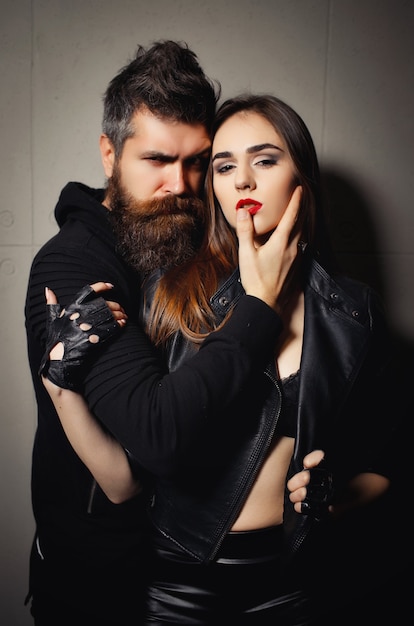 Expressive couple posing indoor